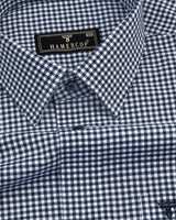 Oastin NavyBlue With White Small Check Cotton Shirt