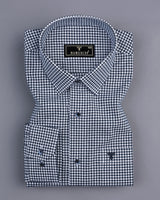 Oastin NavyBlue With White Small Check Cotton Shirt