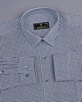 Oastin NavyBlue With White Small Check Cotton Shirt