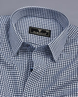 Oastin NavyBlue With White Small Check Cotton Shirt