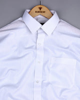 Dove White Self Stripe Dobby Cotton Shirt