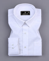 Dove White Self Stripe Dobby Cotton Shirt