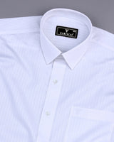 Dove White Self Stripe Dobby Cotton Shirt