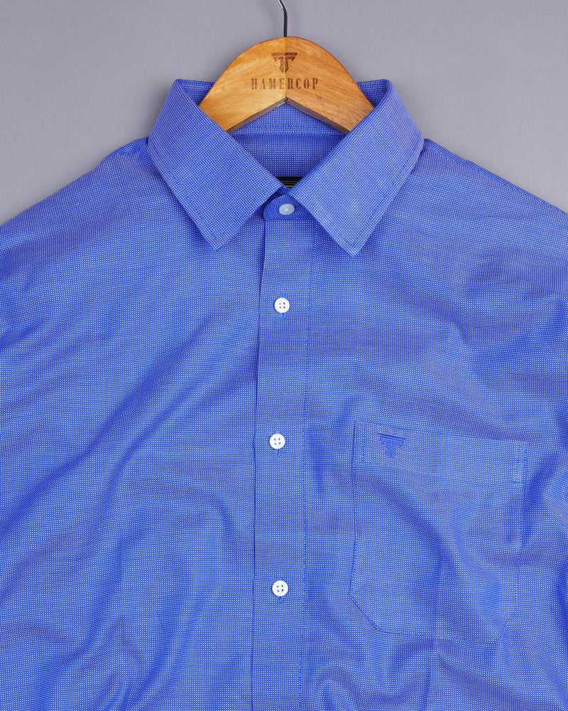 Ripon Blue Dobby Texture Solid Cotton Formal Shirt