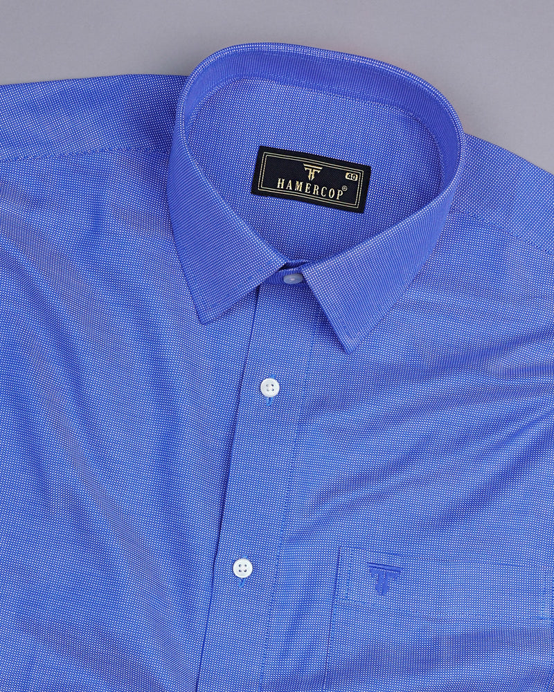 Ripon Blue Dobby Texture Solid Cotton Formal Shirt