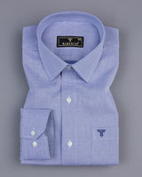 Everest Blue With White Dobby Textured Cotton Shirt