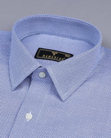 Everest Blue With White Dobby Textured Cotton Shirt