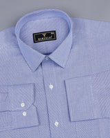 Everest Blue With White Dobby Textured Cotton Shirt