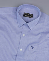 Everest Blue With White Dobby Textured Cotton Shirt