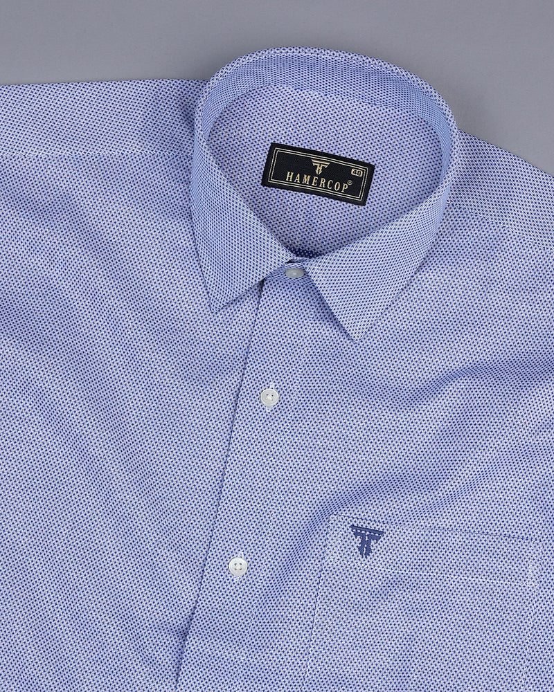 Everest Blue With White Dobby Textured Cotton Shirt