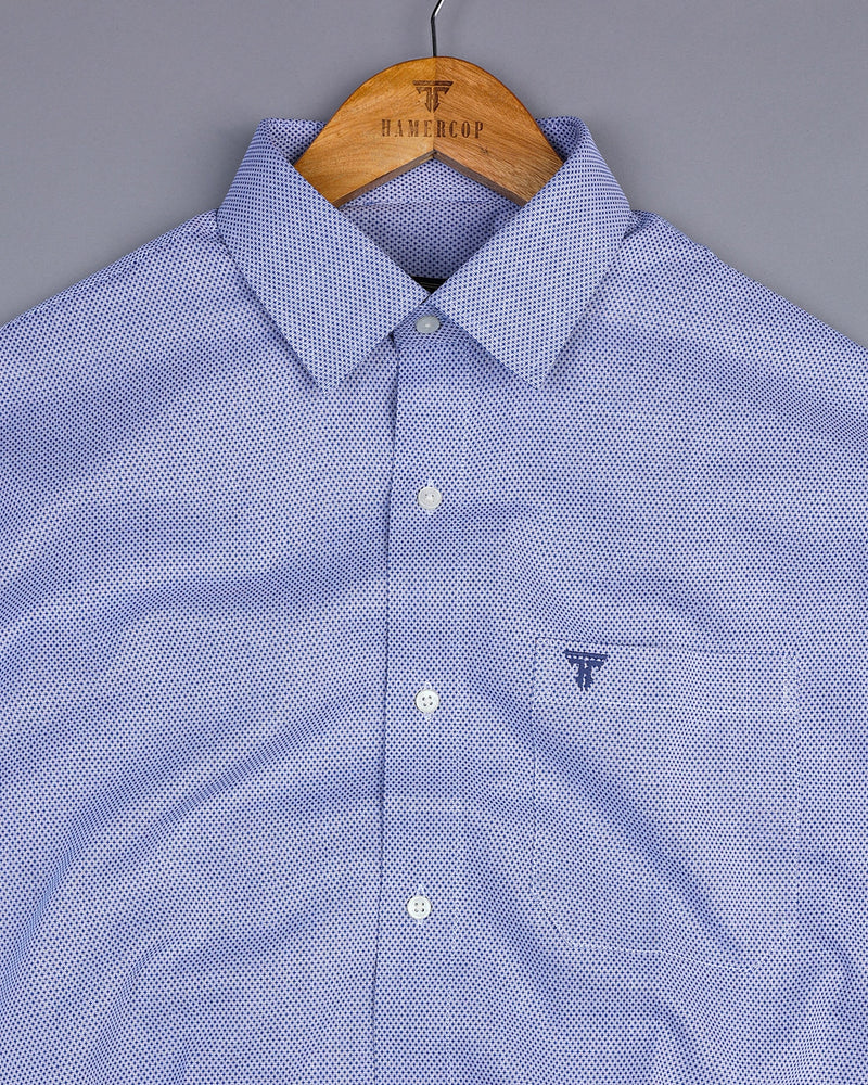 Everest Blue With White Dobby Textured Cotton Shirt