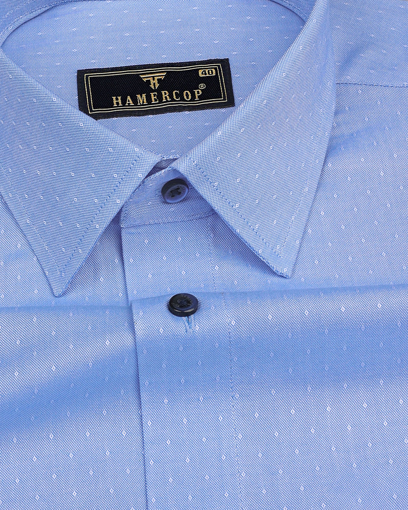 SkyBlue With Micro Diamond Shaped Dobby Cotton Formal Shirt