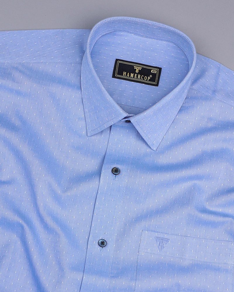 SkyBlue With Micro Diamond Shaped Dobby Cotton Formal Shirt