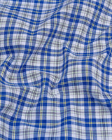 Janus Blue With White Check Formal Cotton Shirt