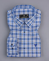 Janus Blue With White Check Formal Cotton Shirt