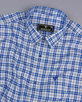 Janus Blue With White Check Formal Cotton Shirt