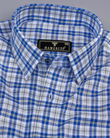 Janus Blue With White Check Formal Cotton Shirt