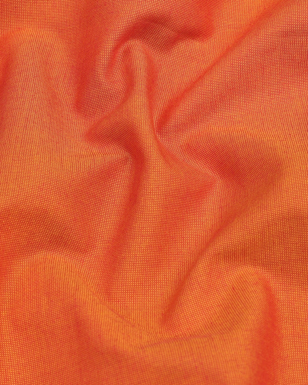 Flame Orange FilaFil Cotton Solid Shirt Style Kurta