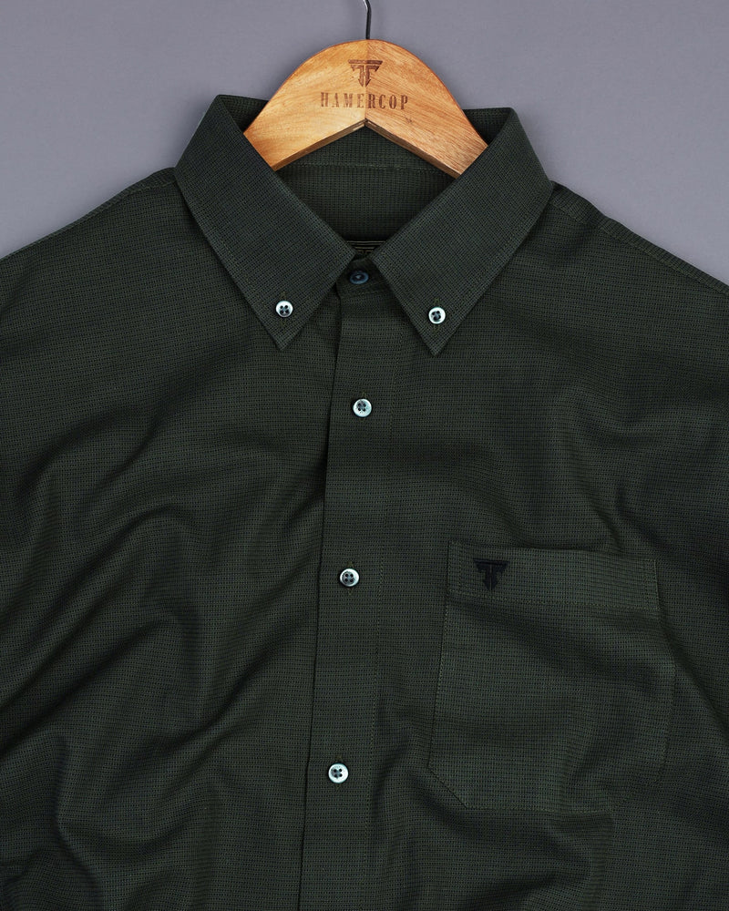 Cobra Green Dot Printed Solid Cotton Formal Shirt