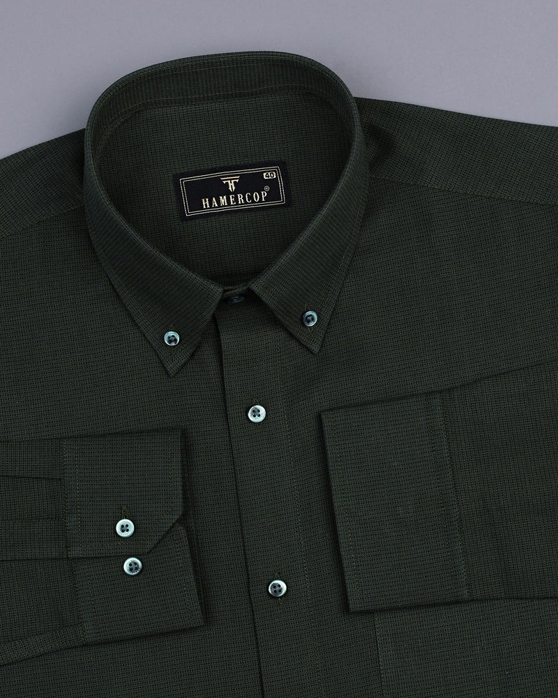 Cobra Green Dot Printed Solid Cotton Formal Shirt