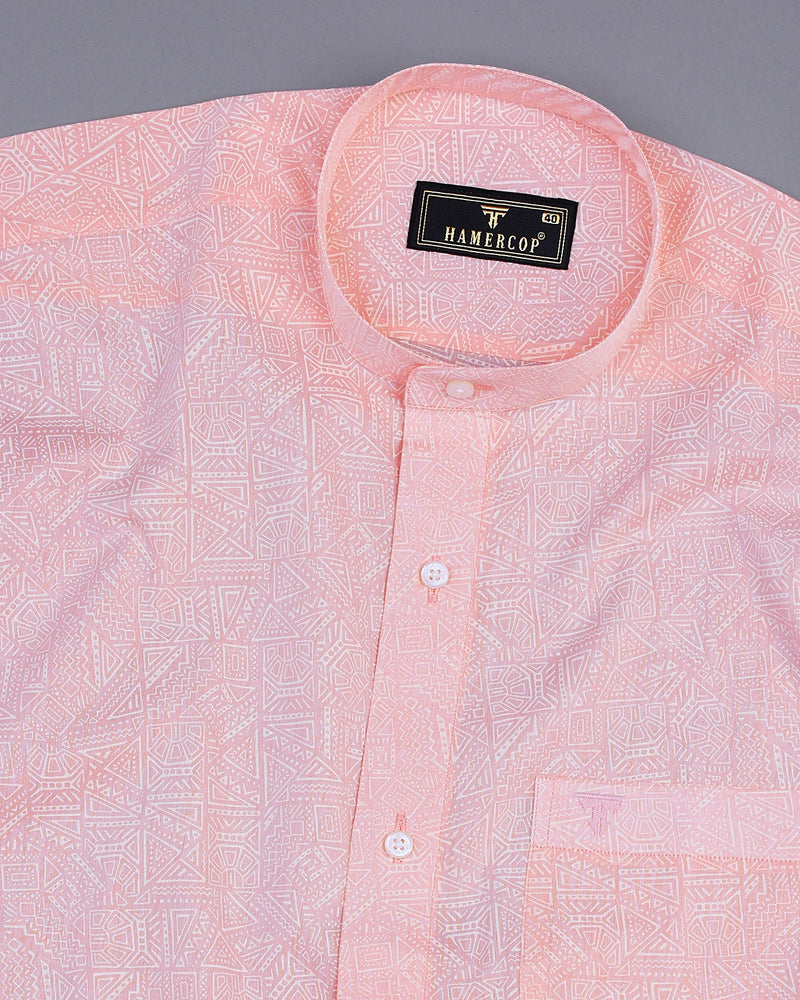 Lemonade Pink Geometrical Printed Cotton Shirt