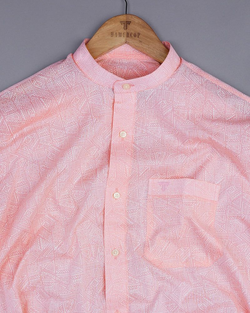 Lemonade Pink Geometrical Printed Cotton Shirt