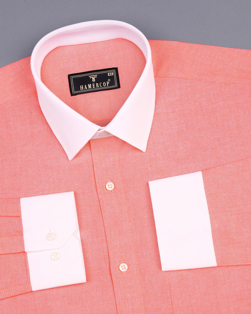 Tangor Orange Oxford Cotton Solid Designer Shirt