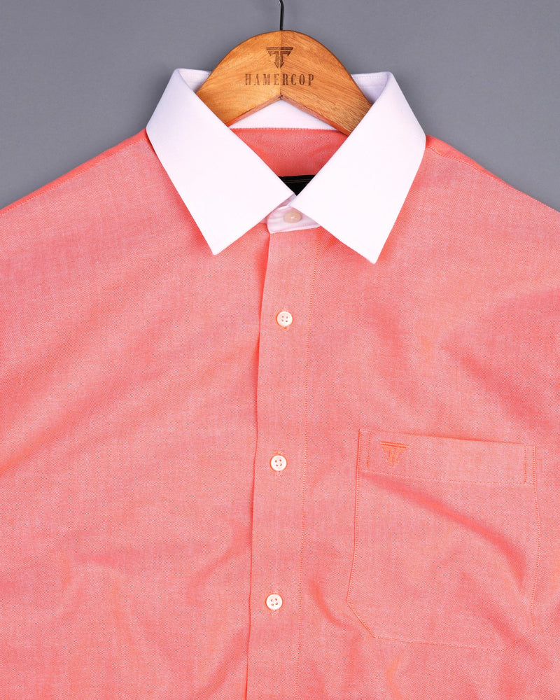 Tangor Orange Oxford Cotton Solid Designer Shirt