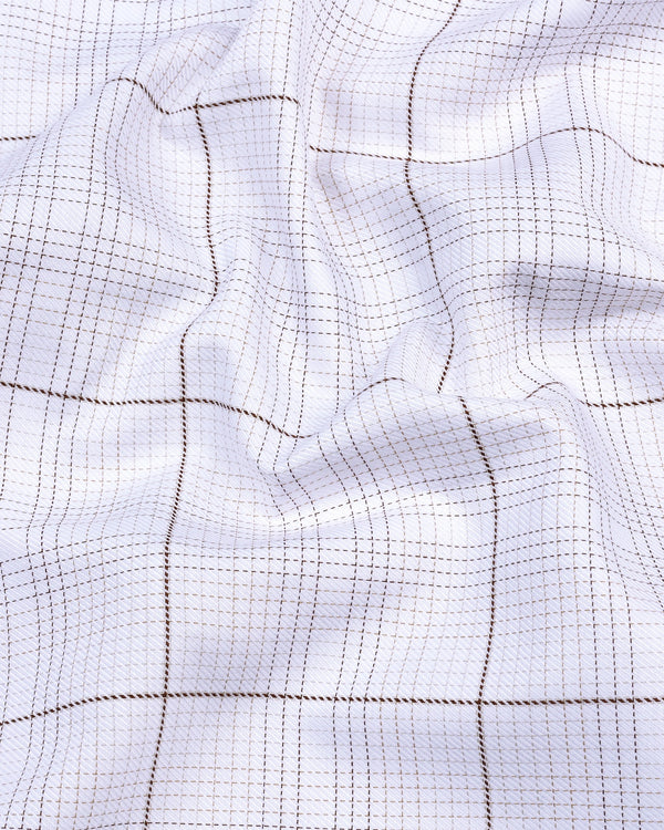 Shallow White With Brown Check Premium Cotton Formal Shirt