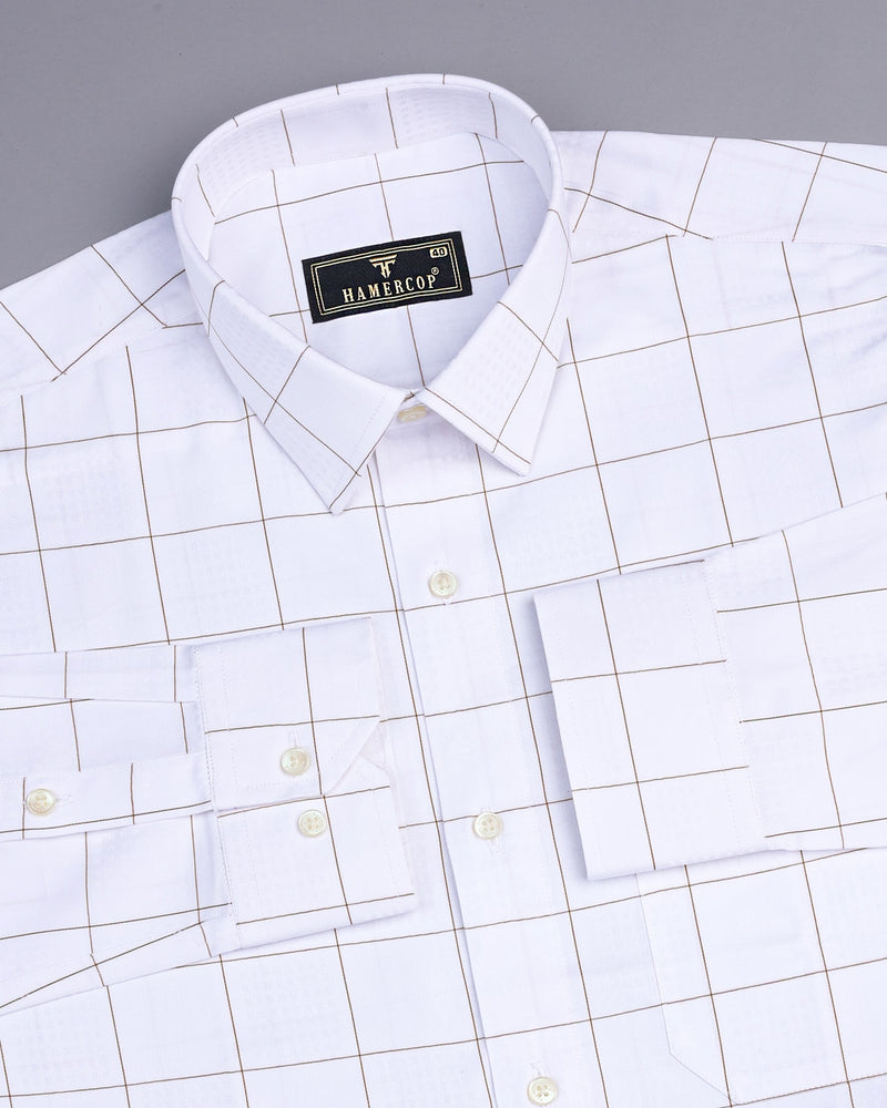 Ottarwa White Jacquard Dobby Check Premium Gizza Shirt