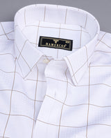 Ottarwa White Jacquard Dobby Check Premium Gizza Shirt