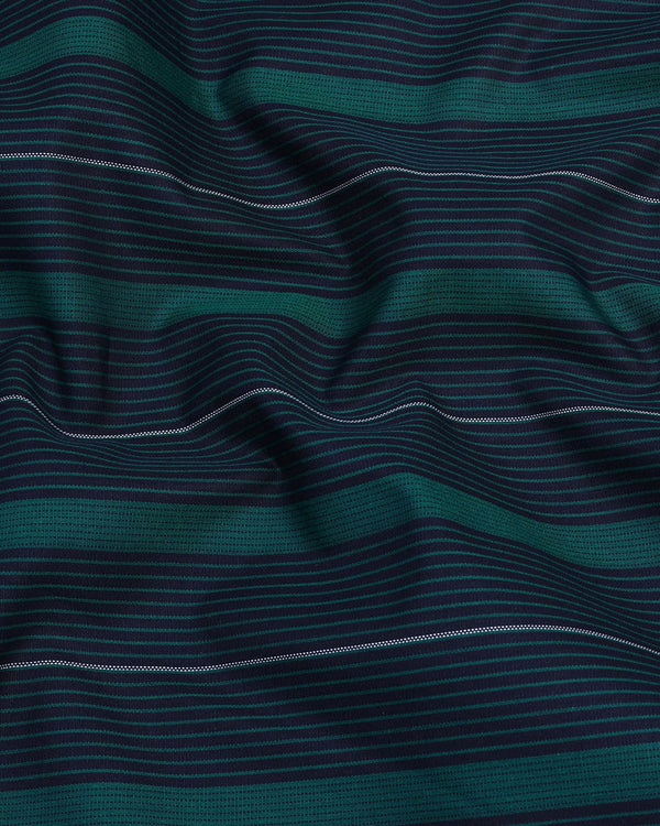 NavyBlue With Green MultiStripe Formal Cotton Shirt