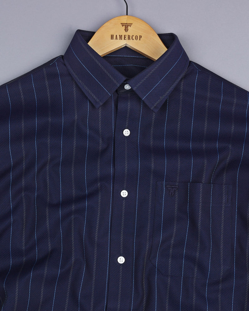 Arebian Blue Dobby Self Stripe Formal Cotton Shirt