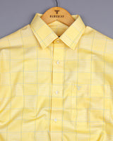 Ottarwa Yellow Dobby Jacquard Check Premium Gizza Shirt