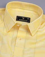 Ottarwa Yellow Dobby Jacquard Check Premium Gizza Shirt