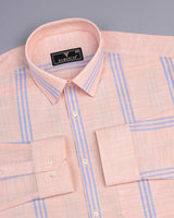 Carson Orange With Gray Stripe Linen Cotton Shirt