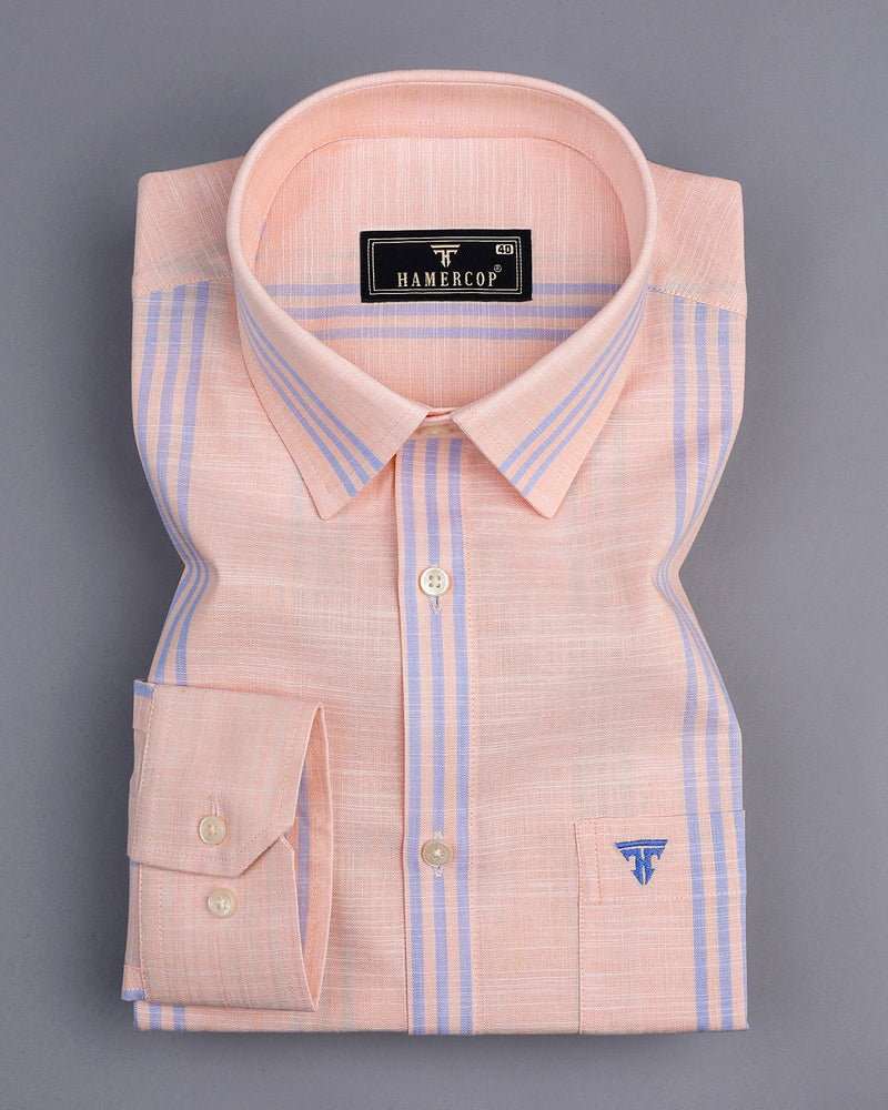 Carson Orange With Gray Stripe Linen Cotton Shirt