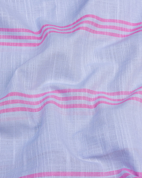 Carson Gray With Pink Stripe Linen Cotton Shirt