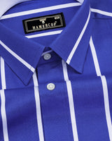 Met Blue With White Broad Stripe Designer Cotton Shirt