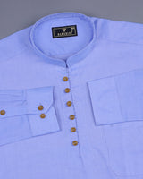 Cluster Blue FilaFil Solid Cotton Shirt Style Kurta