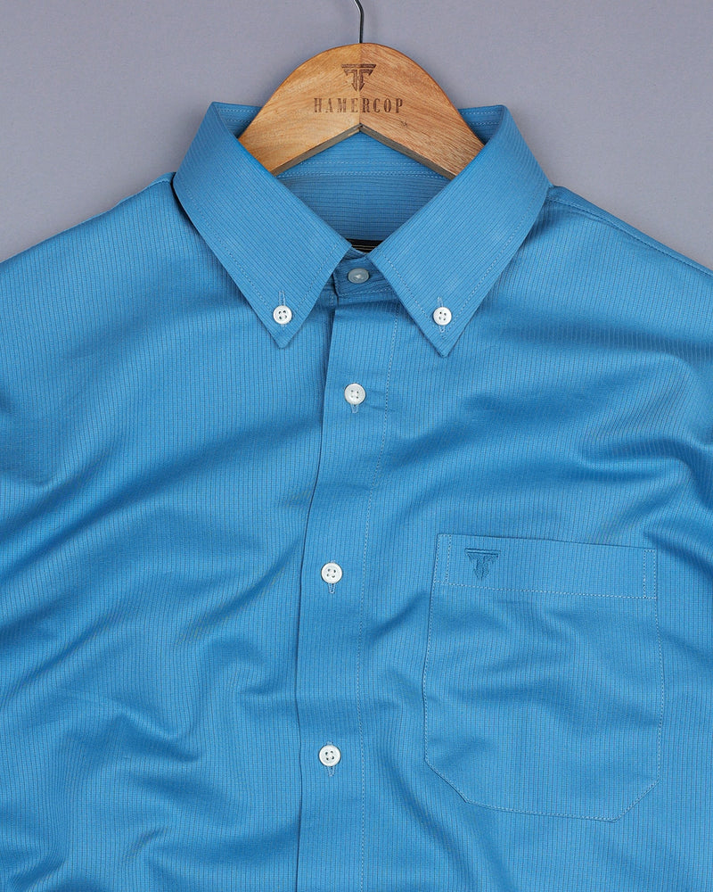 Willow Blue Self Stripe Solid Dobby Cotton Shirt