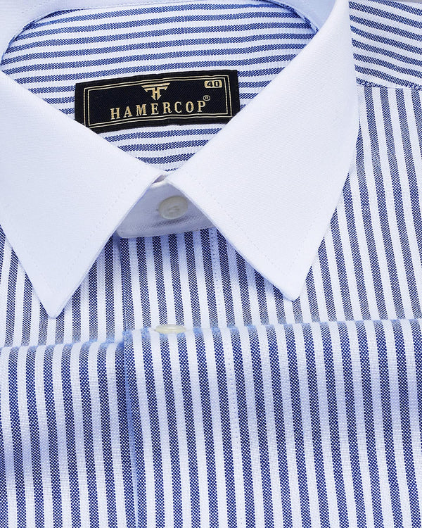 Atlanta Blue Bengal Stripe Oxford Cotton Designer Shirt