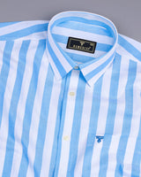 Ceniza SkyBlue With White Broad Stripe Oxford Cotton Shirt