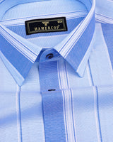 Oxido Blue With SkyBlue Stripe Oxford Cotton Formal Shirt