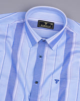 Oxido Blue With SkyBlue Stripe Oxford Cotton Formal Shirt