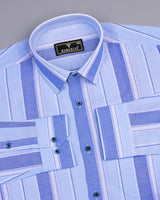 Oxido Blue With SkyBlue Stripe Oxford Cotton Formal Shirt