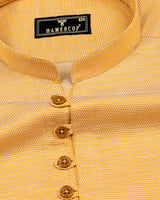 Honey Yellow Dobby Textured Cotton Shirt Style Kurta