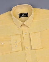 Banana Yellow Hexagon Shaped Dobby Cotton Shirt