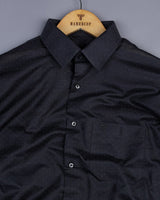 Black Weft Stripe With White Dotted Premium Dobby Cotton Shirt