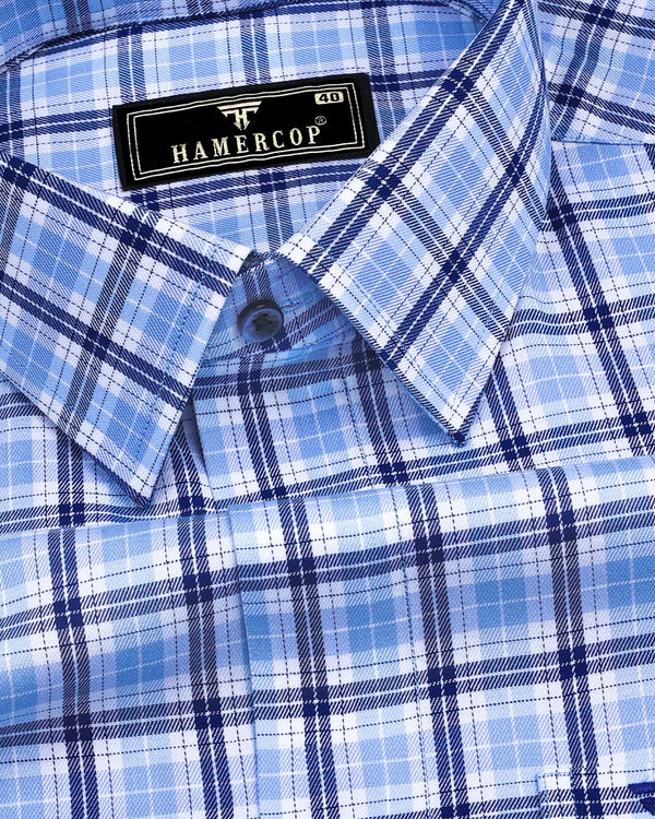 Perano MultiBlue Twill Check Premium Cotton Shirt